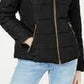 Casaco Puffer Celebrity Pink Juniors com capuz e acabamento em pele sintética, preto, tamanho grande
