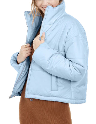 Celebrity Pink Juniors' Cropped Puffer Coat Blue Size Extra Large