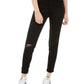 Calça jeans skinny feminina Curvy cintura média rosa celebridade, preta, tamanho 7