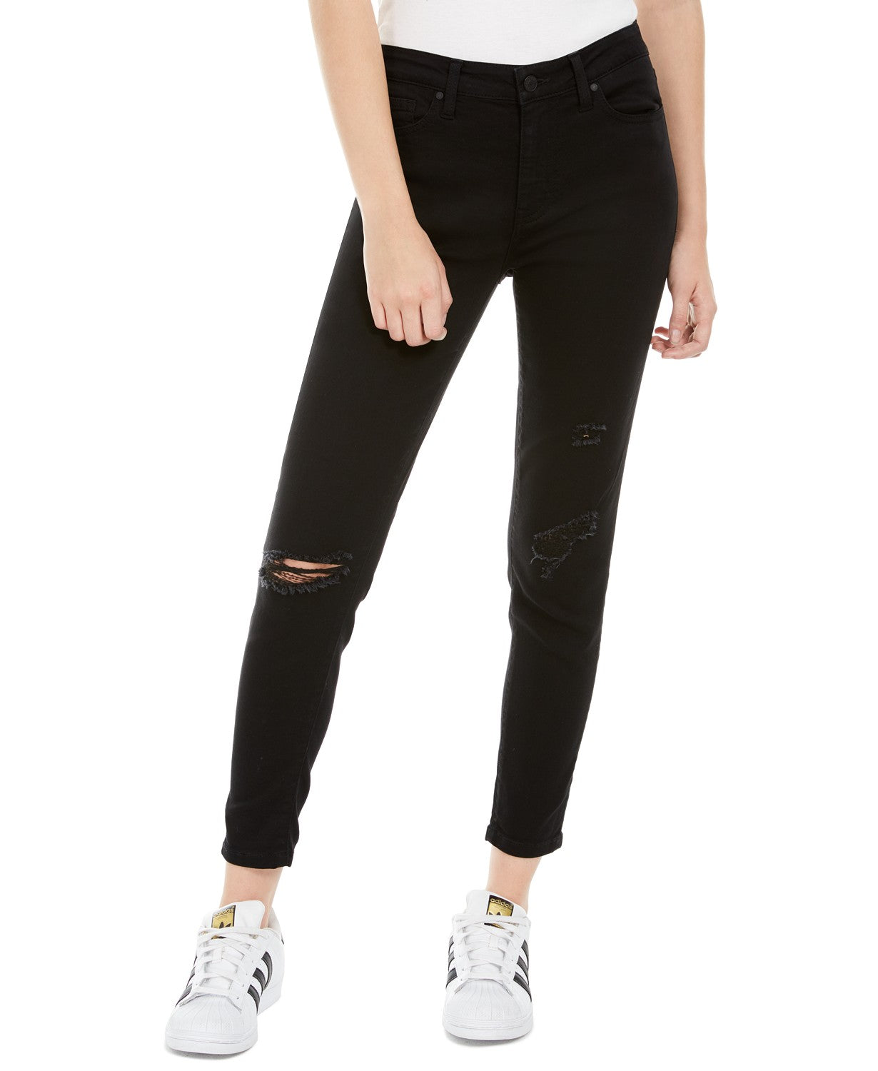 Calça jeans skinny feminina Curvy cintura média rosa celebridade, preta, tamanho 7