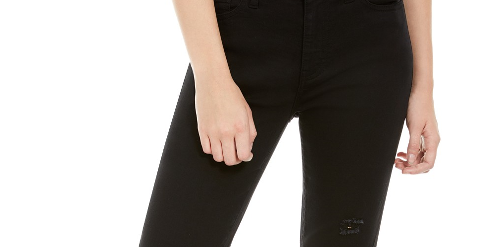 Calça jeans skinny feminina Curvy cintura média rosa celebridade, preta, tamanho 7