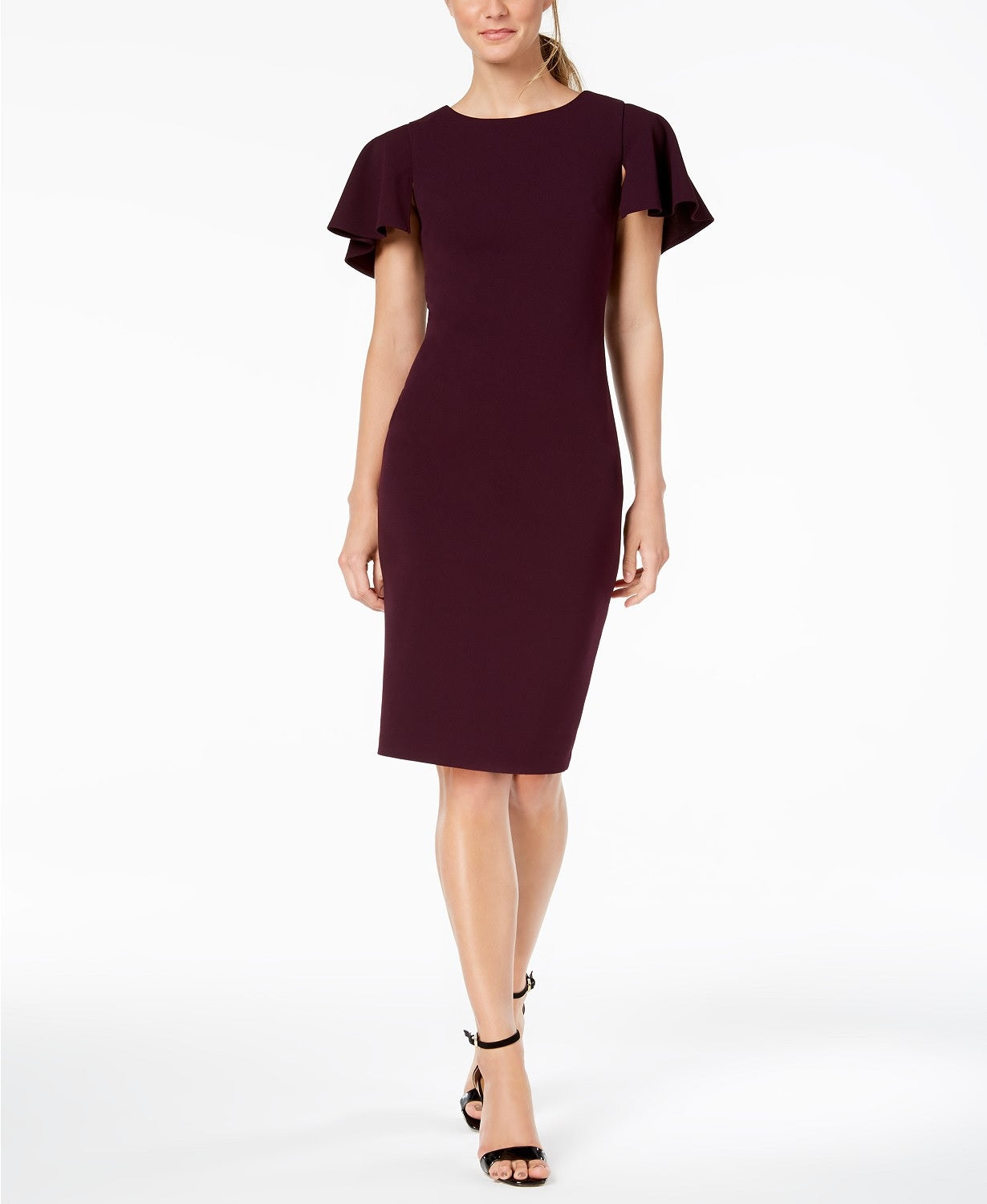 Vestido Capelet Bainha Calvin Klein Feminino Roxo Tamanho 6
