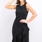 Vestido Calvin Klein Feminino Sem Mangas Com Babados E Bainha Envolvente Preto Tamanho 2