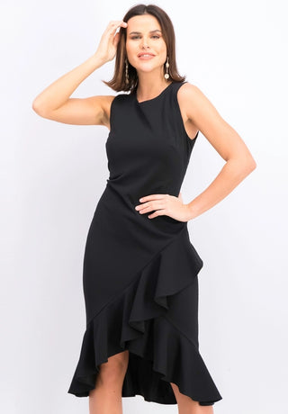 Vestido Calvin Klein Feminino Sem Mangas Com Babados E Bainha Envolvente Preto Tamanho 2