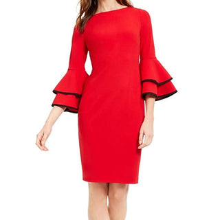Vestido Calvin Klein Feminino Manga Sino Vermelho Tamanho 6