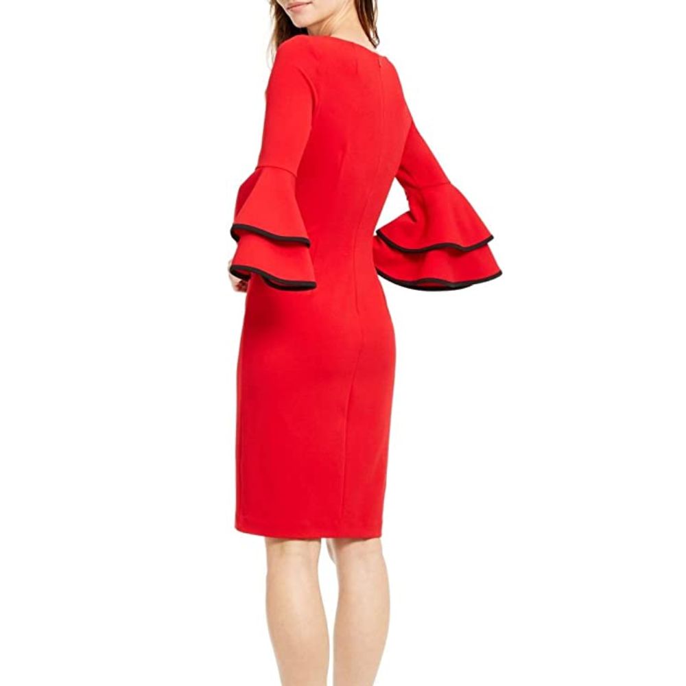 Vestido Calvin Klein Feminino Manga Sino Vermelho Tamanho 6