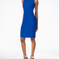 Vestido Calvin Klein Feminino Scuba Crepe com Costura Azul Tamanho 4