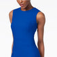 Vestido Calvin Klein Feminino Scuba Crepe com Costura Azul Tamanho 4
