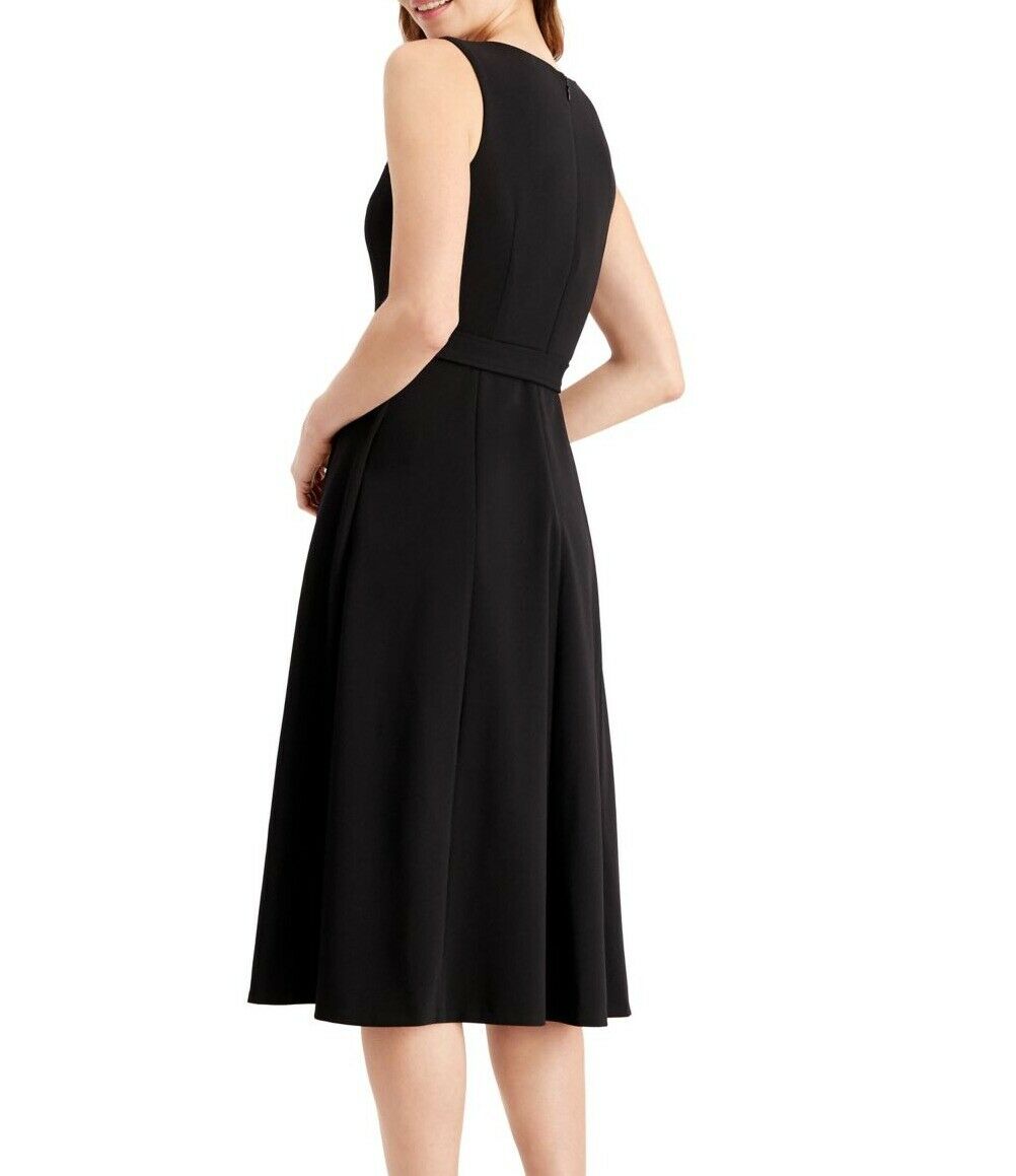 Vestido Calvin Klein Feminino com Cinto e Ombros Enfeitados, Preto, Tamanho 4