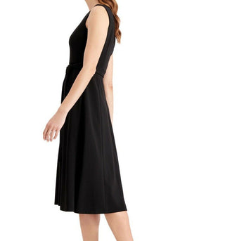 Vestido Calvin Klein Feminino com Cinto e Ombros Enfeitados, Preto, Tamanho 4
