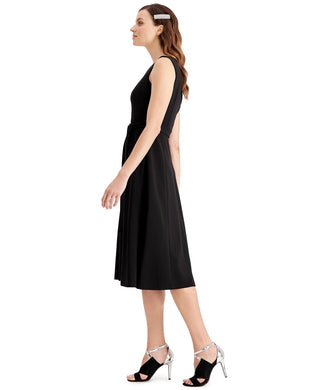 Vestido Calvin Klein Feminino com Cinto e Ombros Enfeitados, Preto, Tamanho 8