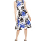 Vestido midi grande com estampa floral Calvin Klein feminino, azul, tamanho 10