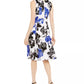 Vestido midi grande com estampa floral Calvin Klein feminino, azul, tamanho 10