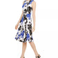 Vestido midi grande com estampa floral Calvin Klein feminino, azul, tamanho 10