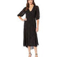 Vestido longo feminino Calvin Klein em chiffon com amarração lateral, preto, tamanho 4