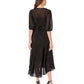 Vestido longo feminino Calvin Klein em chiffon com amarração lateral, preto, tamanho 4