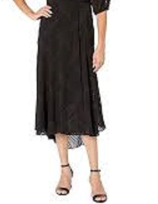 Vestido longo feminino Calvin Klein em chiffon com amarração lateral, preto, tamanho 4