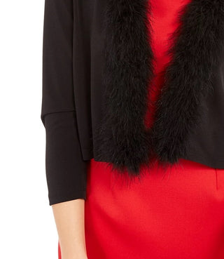 Calvin Klein Casaco Feminino com Acabamento em Pena Preto Tamanho P