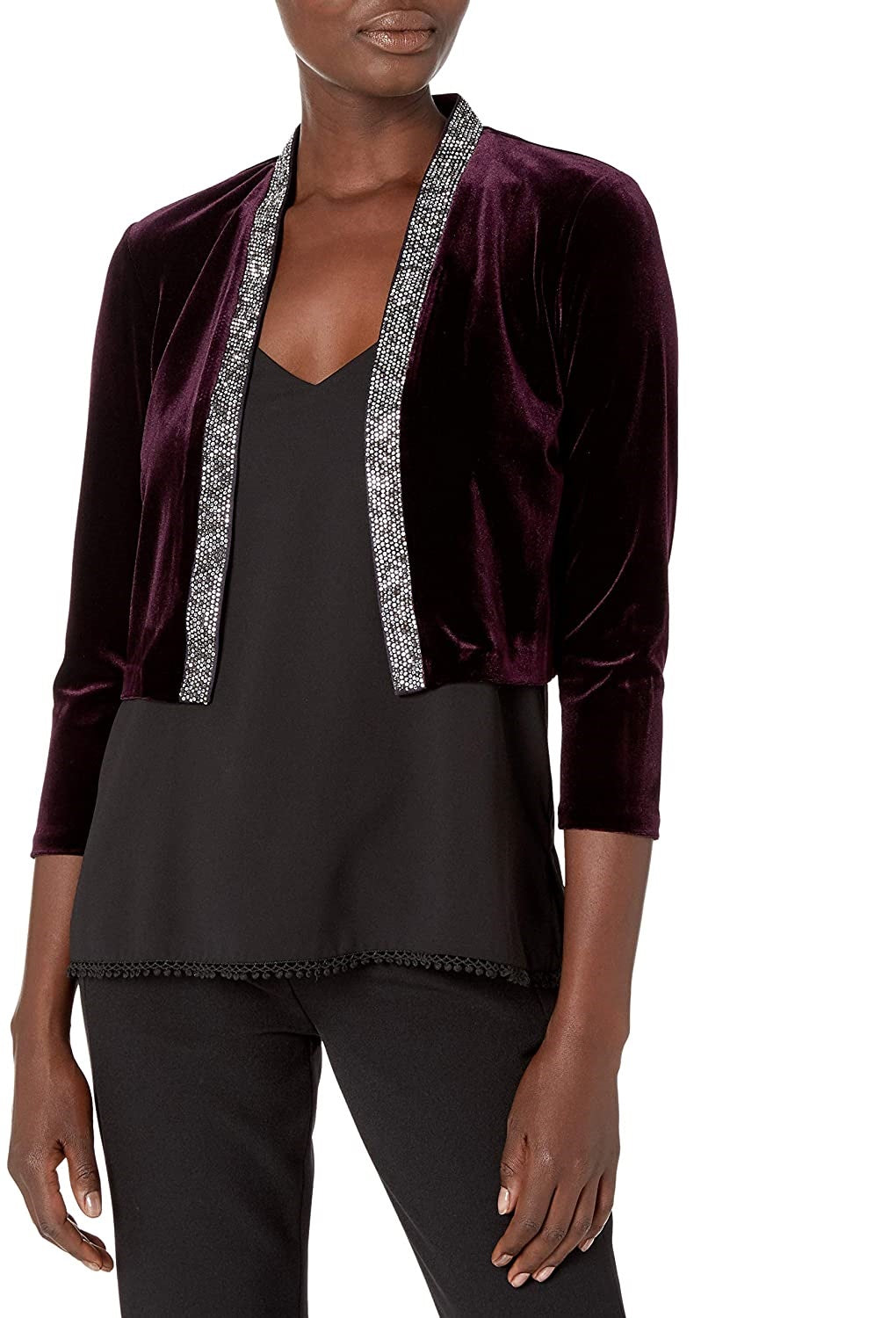 Calvin Klein feminino veludo strass shrug roxo tamanho grande