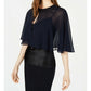 Calvin Klein Capa Feminina de Chiffon com Contas Azul Marinho Tamanho Extra Grande
