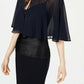 Calvin Klein Capa Feminina de Chiffon com Contas Azul Marinho Tamanho Extra Grande