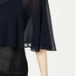 Calvin Klein Capa Feminina de Chiffon com Contas Azul Marinho Tamanho Extra Grande
