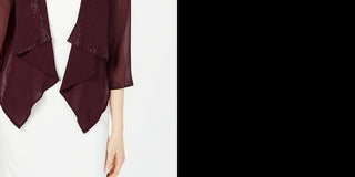 Calvin Klein Illusion-Sleeve Shrug Feminino com Strass e Manga Roxa Tamanho P