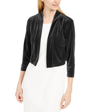 Calvin Klein Cardigan Feminino de Veludo Preto Tamanho P