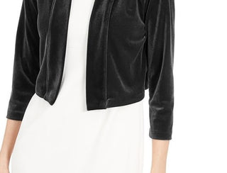 Calvin Klein Cardigan Feminino de Veludo Preto Tamanho P