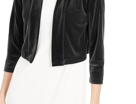 Calvin Klein Cardigan Feminino de Veludo Preto Tamanho P