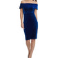 Vestido Calvin Klein Feminino de Veludo Ombro a Ombro Azul Tamanho 16