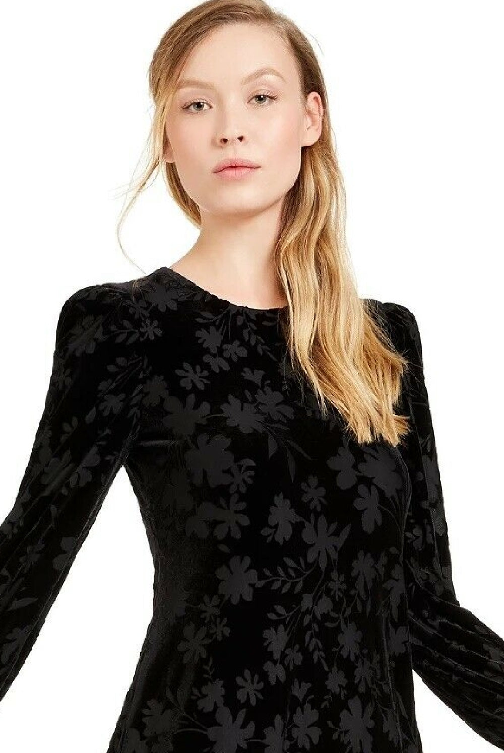Vestido Calvin Klein Feminino Burnout Velvet Pattern A-Line Preto Tamanho 16