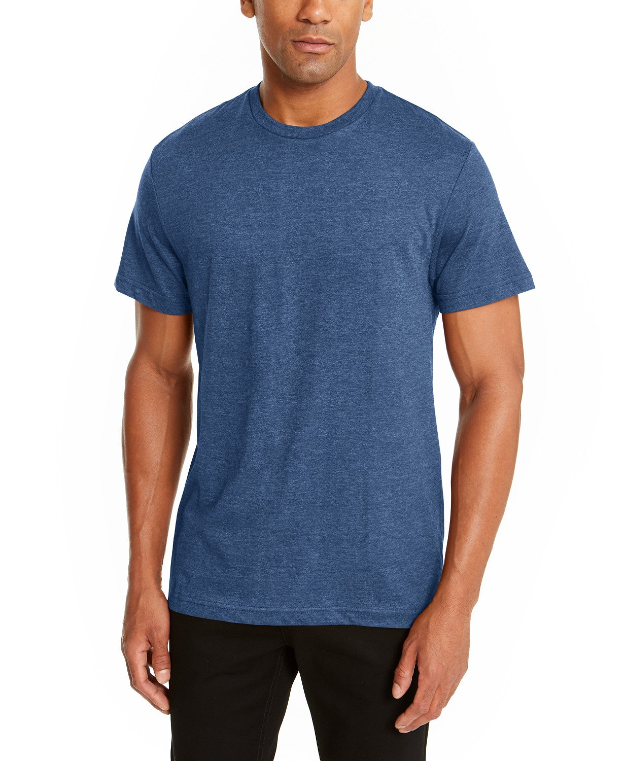 Camiseta masculina Alfani com gola redonda, azul, tamanho médio