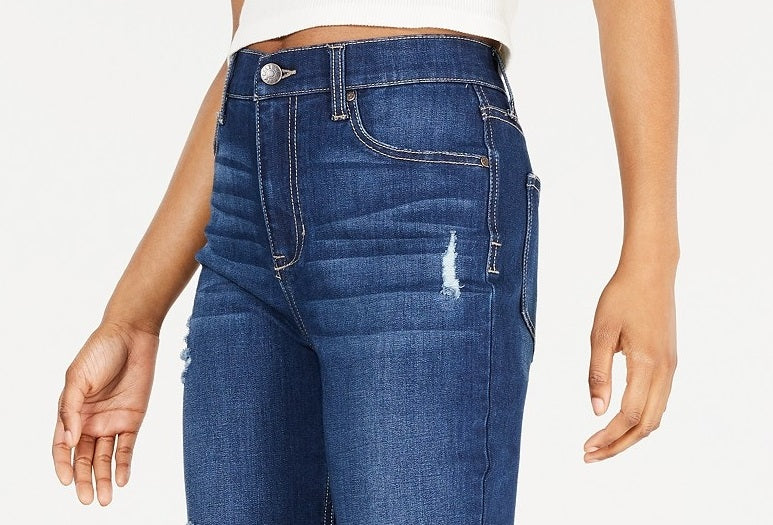 Calça jeans skinny feminina rosa celebridade, cintura alta, turquesa/azul, tamanho 15