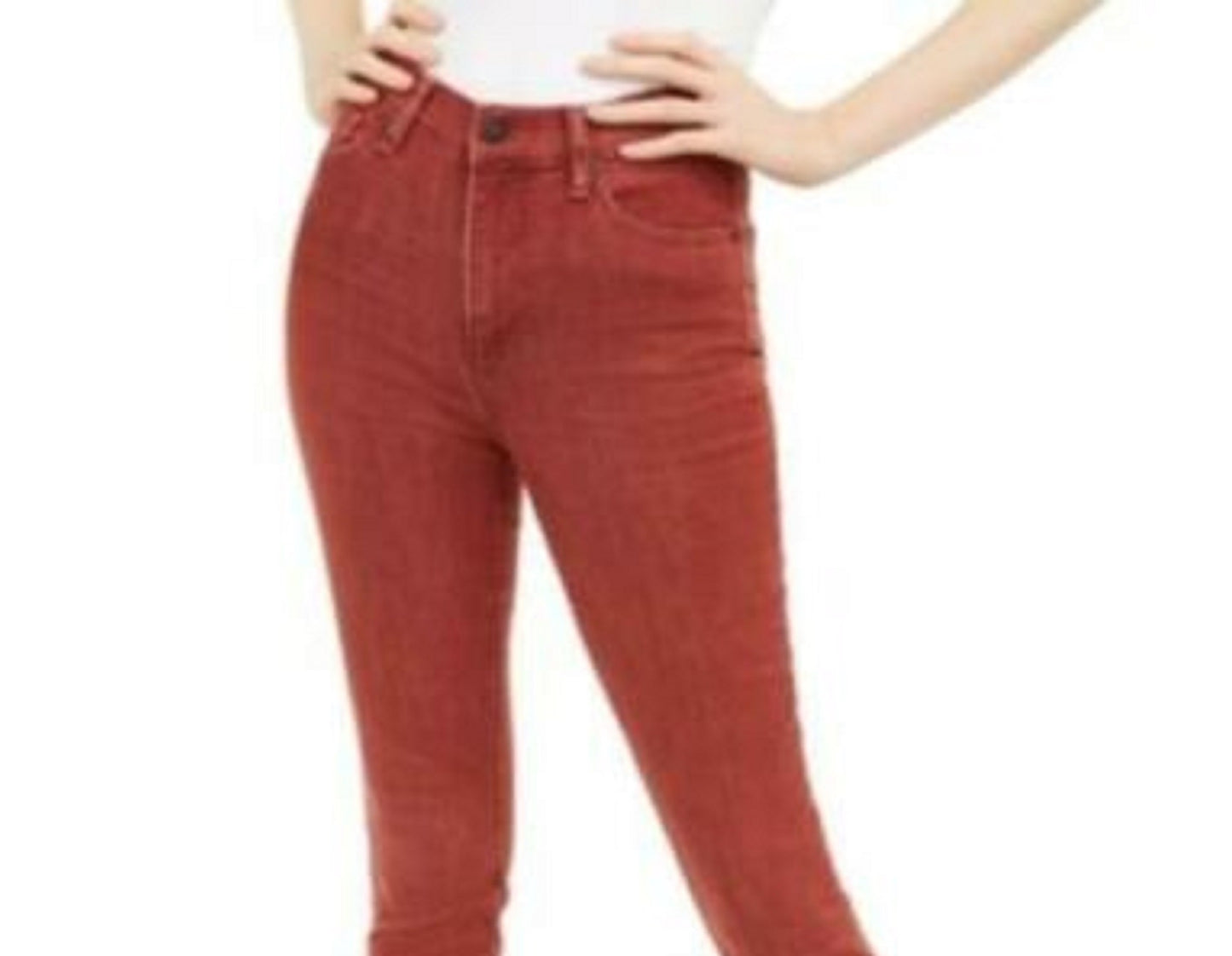 Calça jeans skinny feminina rosa celebridade, cintura alta, tornozelo, tamanho médio, vermelha, 9