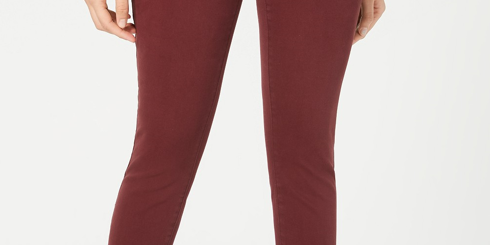 Calça jeans skinny rosa júnior da Celebrity, vermelha escura, tamanho 5