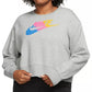 Moletom Nike Sportswear Fleece com gola redonda plus size feminino, cinza, tamanho extragrande
