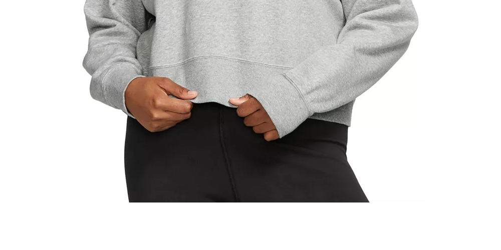 Moletom Nike Sportswear Fleece com gola redonda plus size feminino, cinza, tamanho extragrande