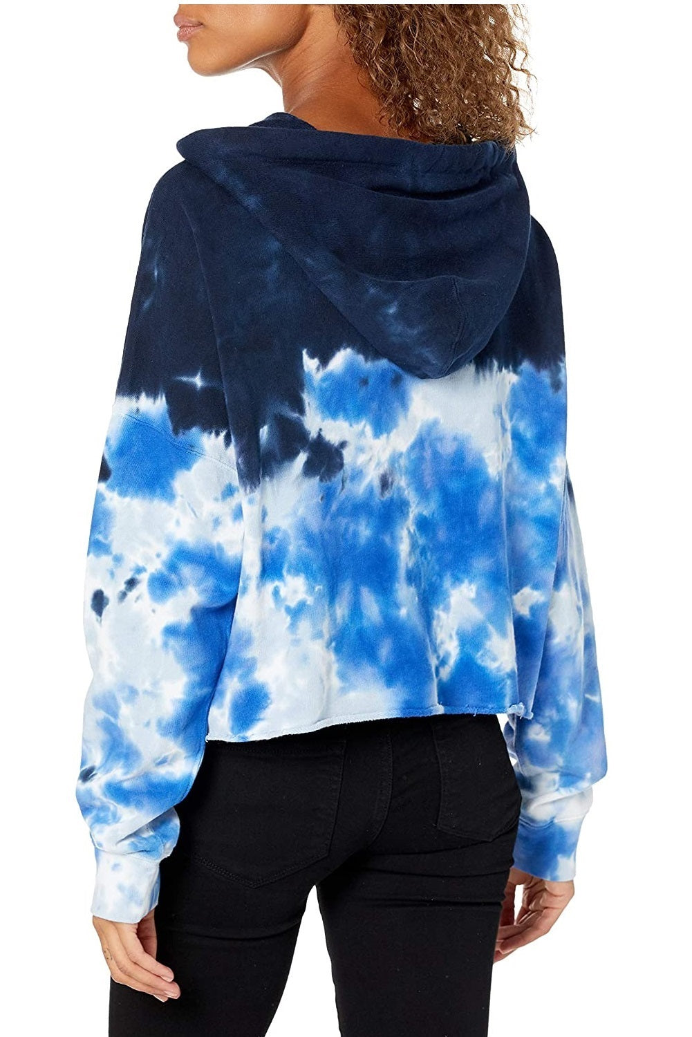 Calvin Klein Moletom Cropped High Tide Tie-Dyed Feminino Azul Tamanho Grande