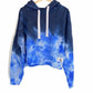 Calvin Klein Moletom Cropped High Tide Tie-Dyed Feminino Azul Tamanho Grande