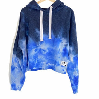 Calvin Klein Moletom Cropped High Tide Tie-Dyed Feminino Azul Tamanho Médio
