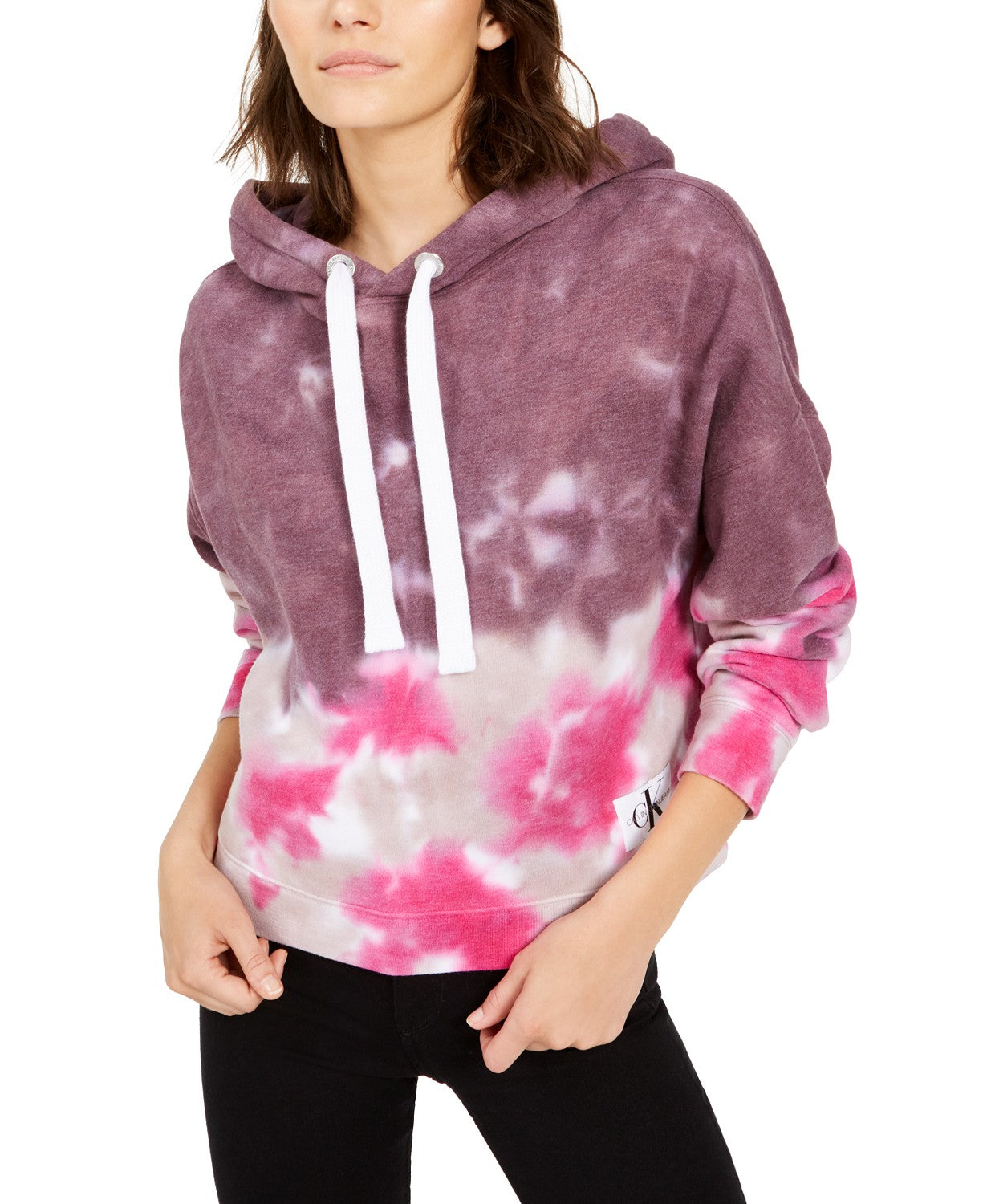 Calvin Klein Moletom Cropped High Tide Tie-Dyed Feminino Rosa Tamanho X-G