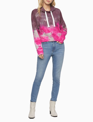 Calvin Klein Moletom Cropped High Tide Tie-Dyed Feminino Rosa Tamanho X-G