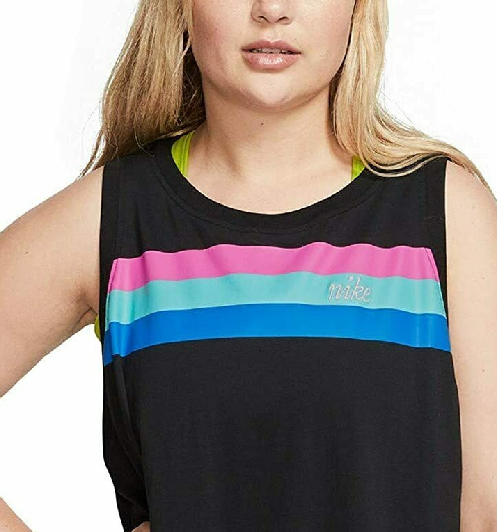 Camiseta regata Nike Plus Sportswear feminina com estampa gráfica de algodão, preta, tamanho 2X