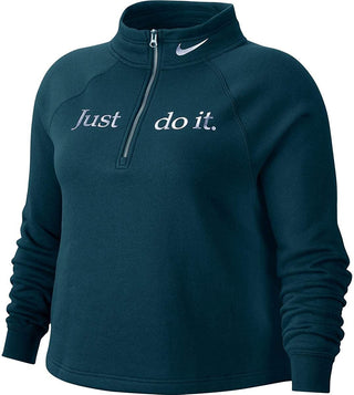 Blusa Nike Sportswear Shine Fleece Plus Size Feminina com Zíper 1/2 Verde Tamanho Extra Grande