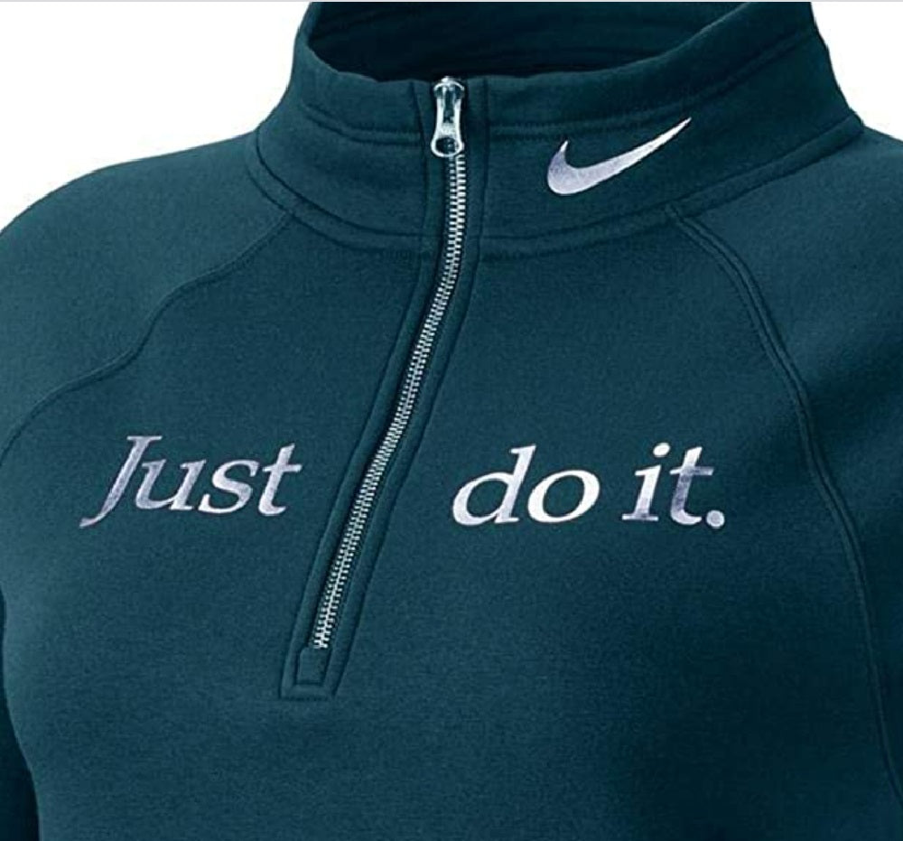 Blusa Nike Sportswear Shine Fleece Plus Size Feminina com Zíper 1/2 Verde Tamanho Extra Grande