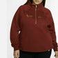 Blusa Nike Sportswear Shine Fleece Plus Size Feminina com Zíper 1/2 Rosa Tamanho Extra Grande