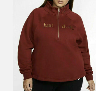 Blusa Nike Sportswear Shine Fleece Plus Size Feminina com Zíper 1/2 Rosa Tamanho Extra Grande