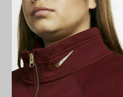 Blusa Nike Sportswear Shine Fleece Plus Size Feminina com Zíper 1/2 Rosa Tamanho Extra Grande