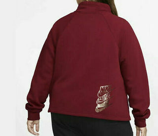 Blusa Nike Sportswear Shine Fleece Plus Size Feminina com Zíper 1/2 Rosa Tamanho Extra Grande